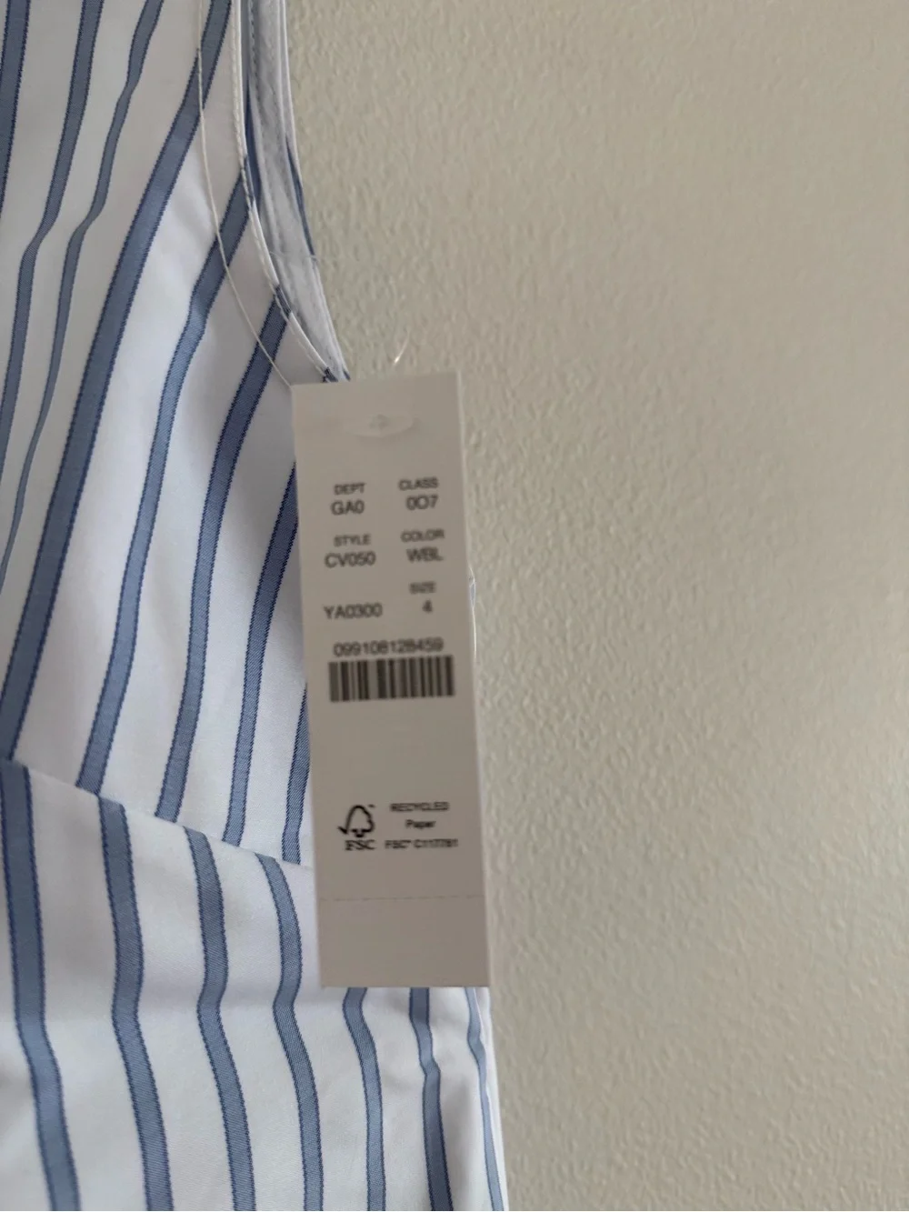 J. Crew Blue and White Striped Shell top in striped double cotton poplin NWT